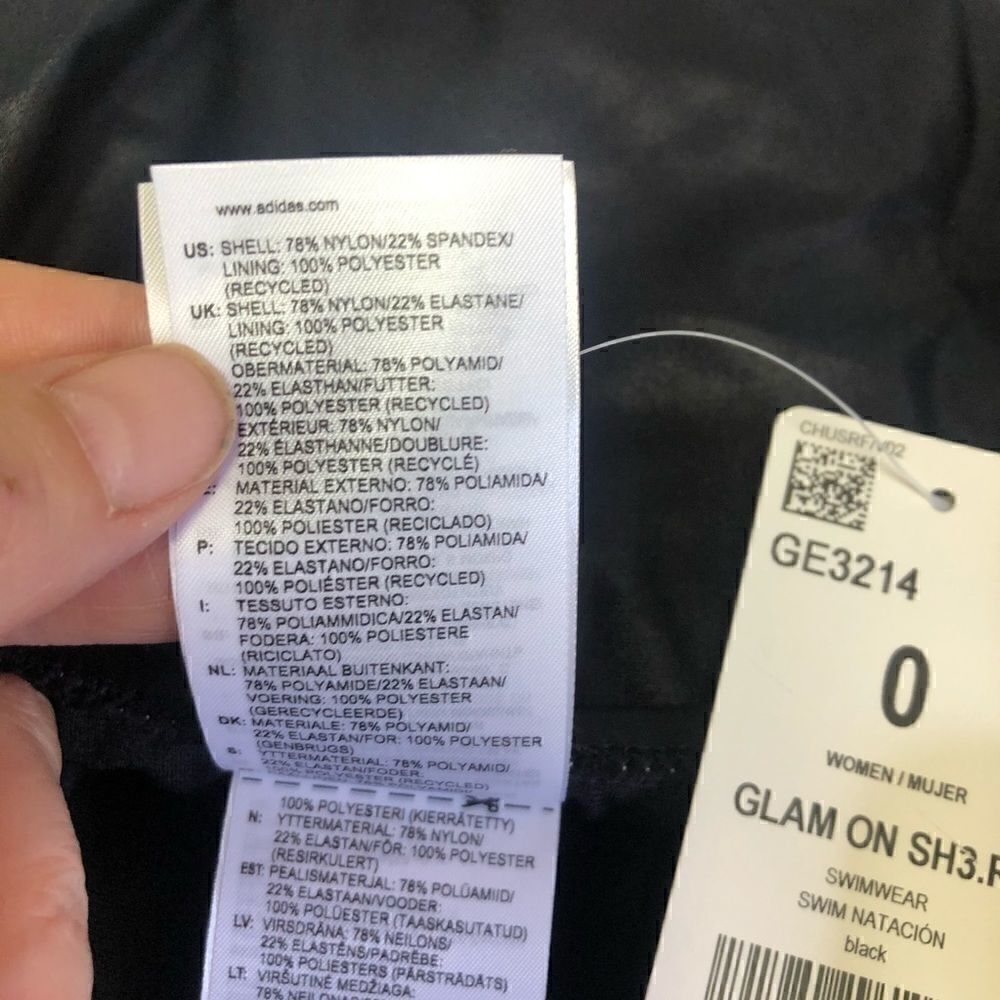 Adidas NWT Black Glam On SH3.RO Swimsuit Size 0 - Picture 11 of 12